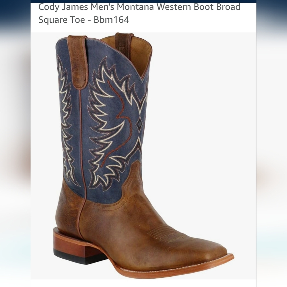Cody James Montana Western Broad Square Toe brown and navy Boots-Mens
